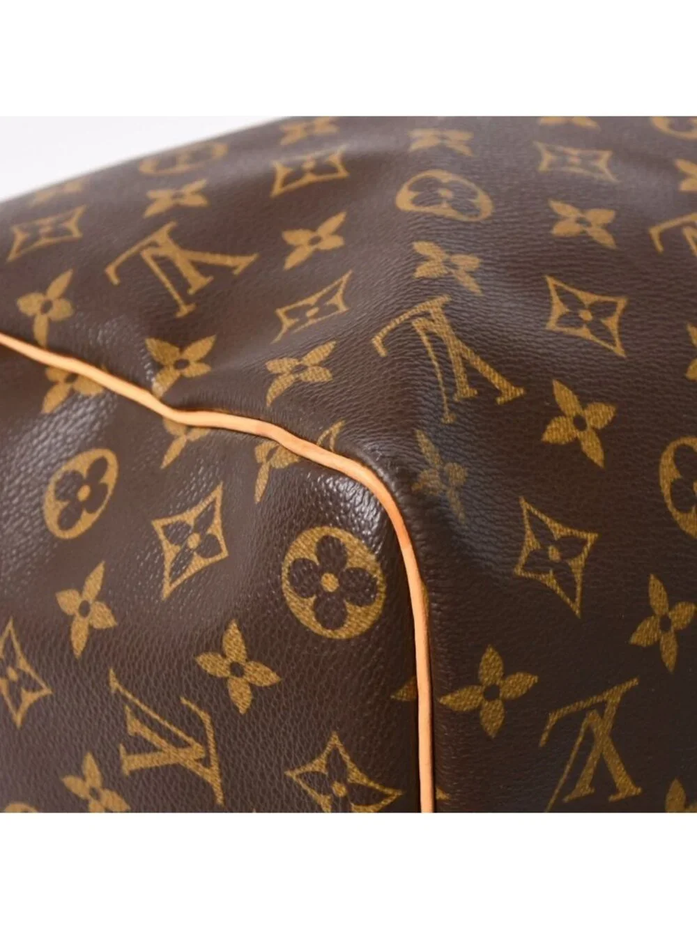 Louis Vuitton Monogram Keepall 45 Boston Bag Canvas Vachetta Leather Brown Gold